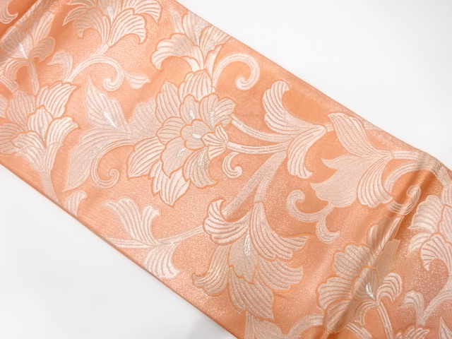 唐花模様織り出し　袋帯